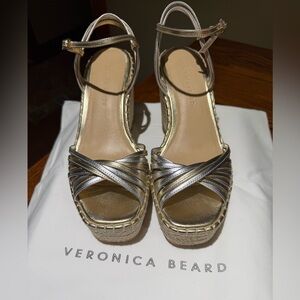 Veronica Beard Ravina Metallic Gold & Silver Espadrille Sandals NEW! Size 8